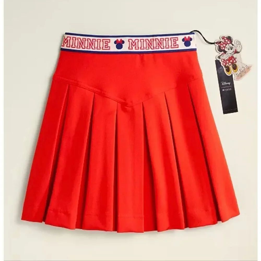Disney Minnie Majorette Pleated Flared Mini Skirt Red Small
